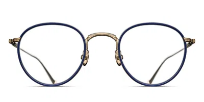 Matsuda M3085-i Bg-nvy Men's Glasses Blue Size 47 - Free Lenses - Blue Light Block Available In Brushed Gold,navy Blue