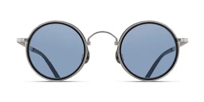 Matsuda M3100-i As-nvy Occhiali Da Sole Argentati Per Uomo In Antique Silver,navy Blue