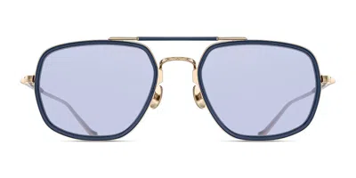 Matsuda M3123 Bg-nvy2 Occhiali Da Sole Blu Per Uomo In Brushed Gold,navy Blue