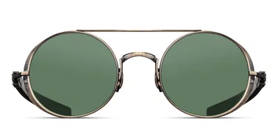 Matsuda M3128 Ag-dto Occhiali Da Sole Oro Per Uomo In Antique Gold,dark Tortoise