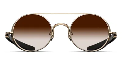 Matsuda M3128 Bg-blk Occhiali Da Sole Oro Per Uomo In Brushed Gold,black