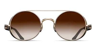 Matsuda M3128 Bg-blk-t Occhiali Da Sole Oro Per Uomo In Brushed Gold,black
