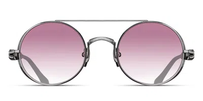 Matsuda M3128 Rtm-mbk-t Occhiali Da Sole Argentati Per Uomo In Ruthenium,matte Black