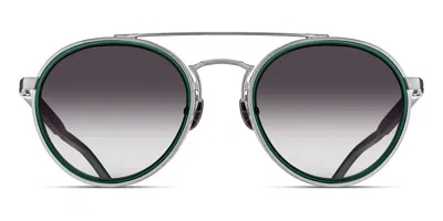 Matsuda M3156 Bs-bgn Men's Sunglasses Silver Size 49 In Brushed Silver,bottle Green