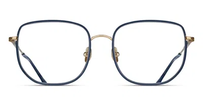 Matsuda M3158 Bg-nvy Men's Glasses Blue Size 54 - Free Lenses - Blue Light Block Available In Brushed Gold,navy Blue