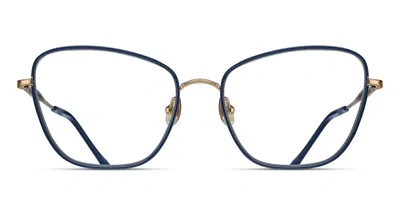 Matsuda M3159 Bg-nvy Men's Glasses Blue Size 55 - Free Lenses - Blue Light Block Available In Brushed Gold,navy Blue