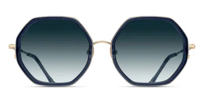 Matsuda M3162 Bg-dnc Men's Sunglasses Blue Size 54 In Brushed Gold,dark Navy Blue
