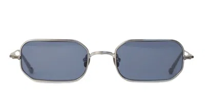 Matsuda M3163 - Brushed Silver / Cobalt Blue Sunglasses