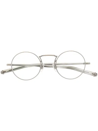 Matsuda Matte-finish Round-frame Glasses In Silver