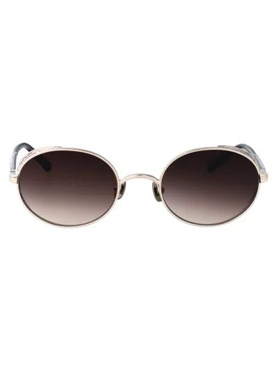 Matsuda Palladium White Smoke Grey Gradient Titanium Sunglasses In Gold