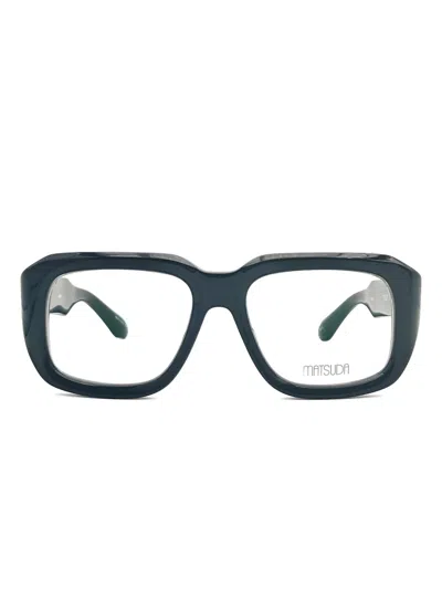 Matsuda Rectangle-frame Arms-detail Glasses In Black