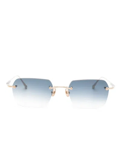Matsuda 长方形镜框太阳眼镜 In Gold