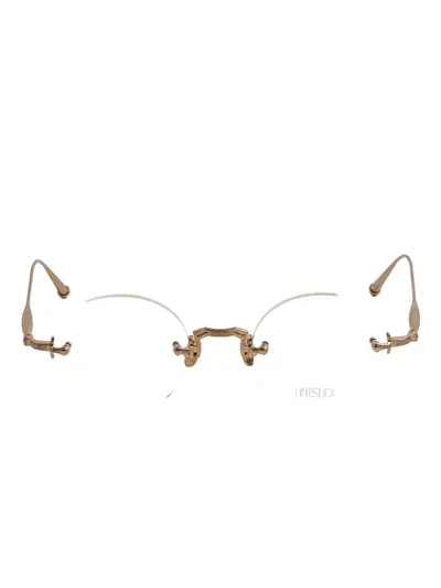 Matsuda Round-frame Glasses In Gold