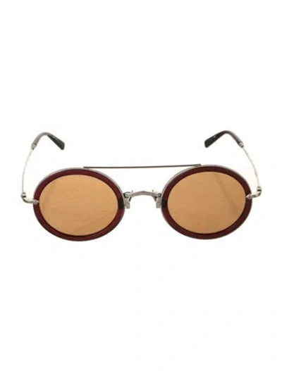 Pre-owned Matsuda Round Tinted Sunglasses In Burgundy/silver