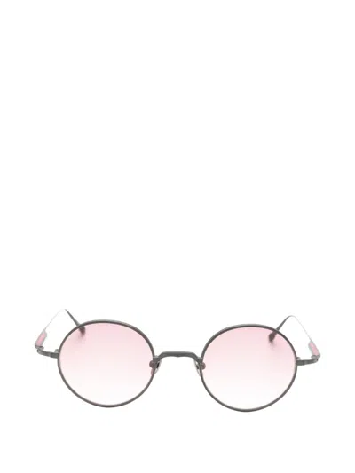 Matsuda Round-frame Engraved Sunglasses In Gray