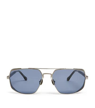 Matsuda Side-shield Aviator Sunglasses In Blue