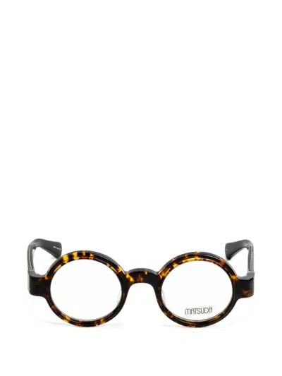 Matsuda Tortoiseshell-effect Round-frame Glasses In Brown