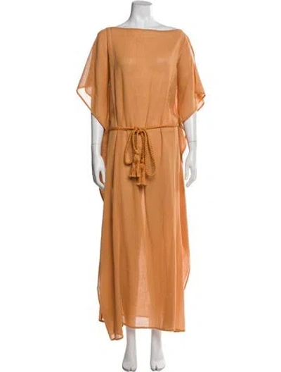 Pre-owned Matta Bateau Neckline Long Dress In Orange