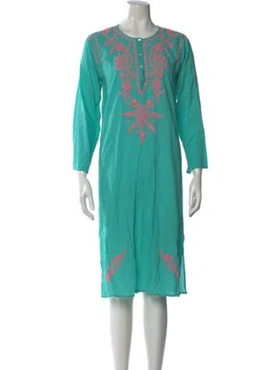 Pre-owned Matta Crew Neck Midi Length Dress In Green