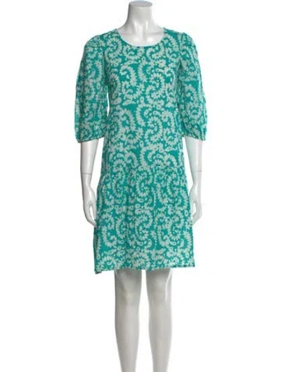 Pre-owned Matta Floral Print Knee-length Dress In Blue