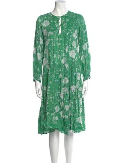Pre-owned Matta Floral Print Knee-length Dress In Green