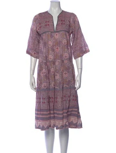 Pre-owned Matta Floral Print Knee-length Dress In Purple
