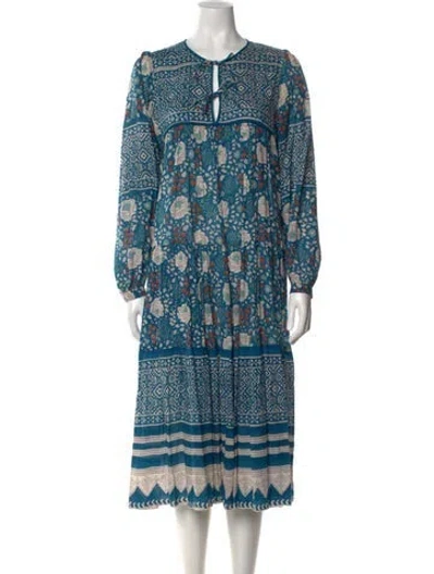 Pre-owned Matta Floral Print Long Dress In Blue