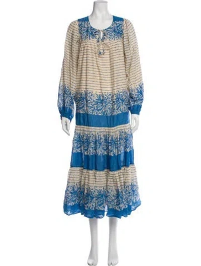 Pre-owned Matta Floral Print Long Dress In Blue