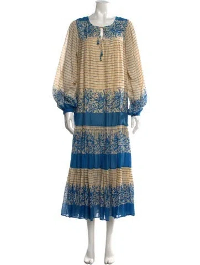 Pre-owned Matta Floral Print Long Dress In Blue
