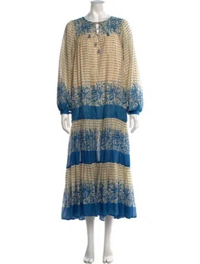 Pre-owned Matta Floral Print Long Dress In Blue