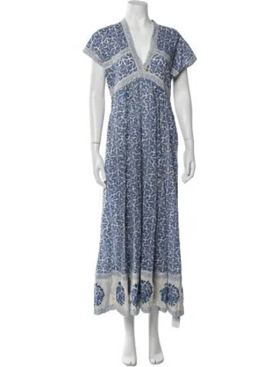 Pre-owned Matta Floral Print Long Dress In Blue