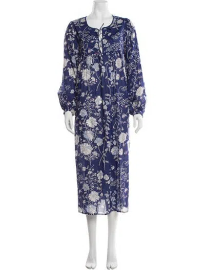 Pre-owned Matta Floral Print Long Dress In Blue