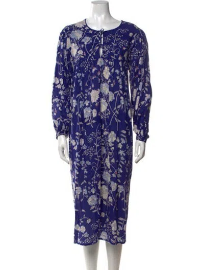 Pre-owned Matta Floral Print Long Dress In Blue