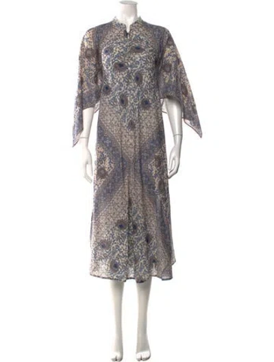 Pre-owned Matta Floral Print Long Dress In Brown