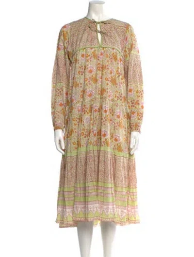 Pre-owned Matta Floral Print Long Dress In Green
