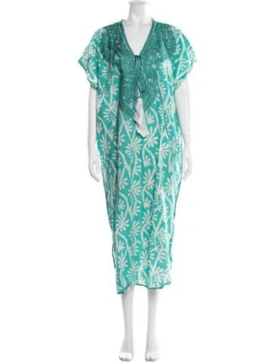 Pre-owned Matta Floral Print Long Dress In Green