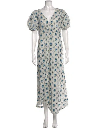 Pre-owned Matta Floral Print Long Dress In Neutral