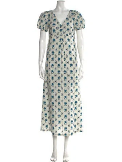 Pre-owned Matta Floral Print Long Dress In Neutral