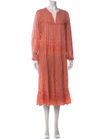 Pre-owned Matta Floral Print Long Dress In Orange