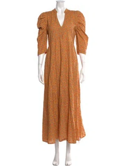 Pre-owned Matta Floral Print Long Dress In Orange