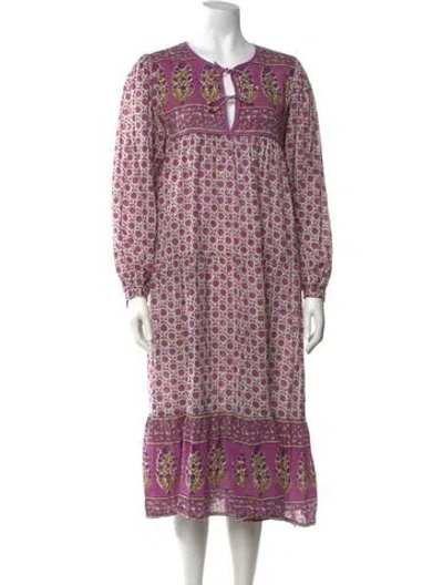 Pre-owned Matta Floral Print Long Dress In Purple