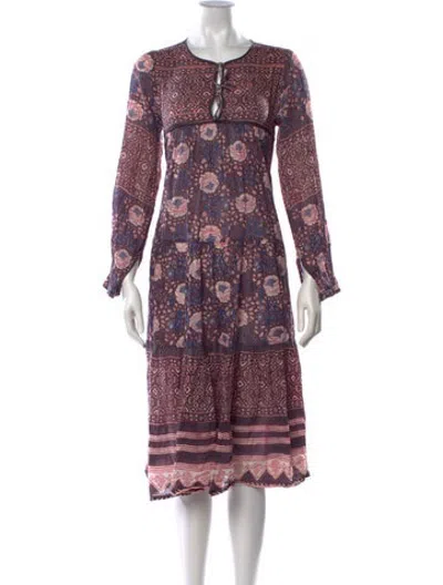 Pre-owned Matta Floral Print Long Dress In Purple