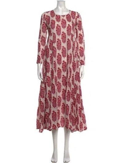 Pre-owned Matta Floral Print Long Dress In Red
