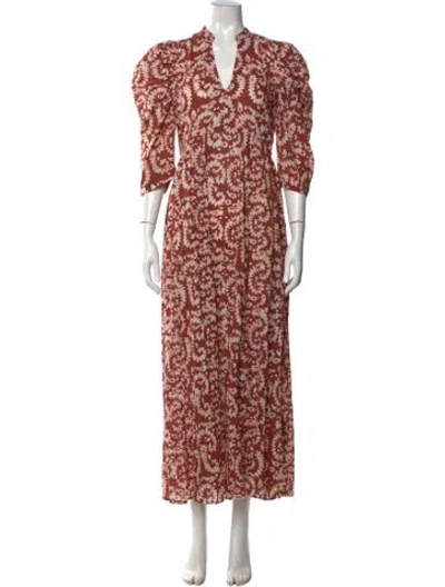 Pre-owned Matta Floral Print Long Dress In Red