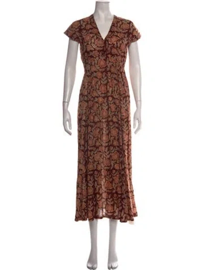 Pre-owned Matta Floral Print Long Dress In Red