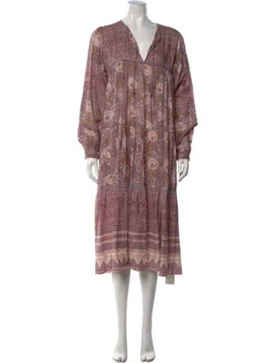 Pre-owned Matta Floral Print Long Dress In Red