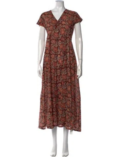 Pre-owned Matta Floral Print Long Dress In Red