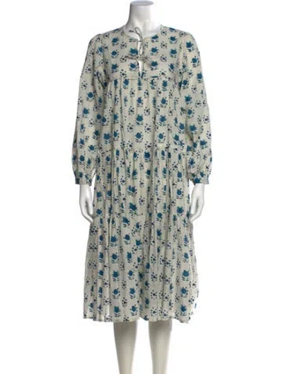 Pre-owned Matta Floral Print Long Dress W/ Tags In Neutrals