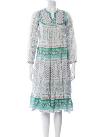Pre-owned Matta Floral Print Long Dress In White