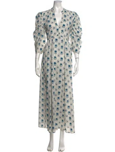 Pre-owned Matta Floral Print Long Dress In White